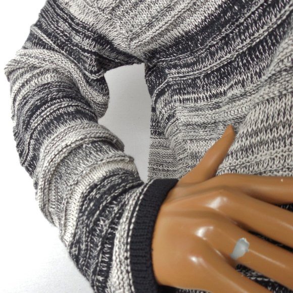 EILEEN FISHER Sweater L Black/Tan Casual Relaxed Cropped Linen Wool Long Sleeves - Picture 7 of 12